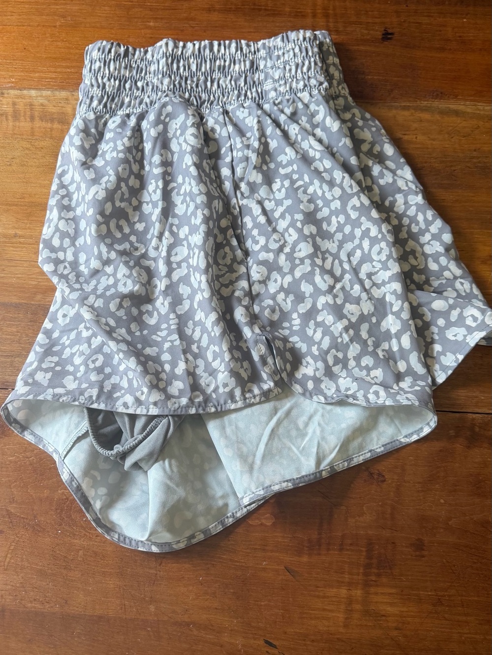 Old Navy Gray Active Shorts with White Leopard Print